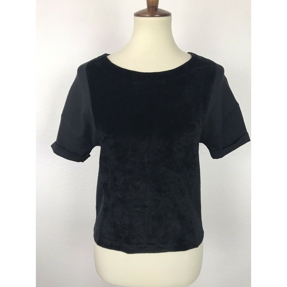 Karen Millen Top Women Sz 6 Shirt Two Tone Back Zip Pullover Knit Black‎